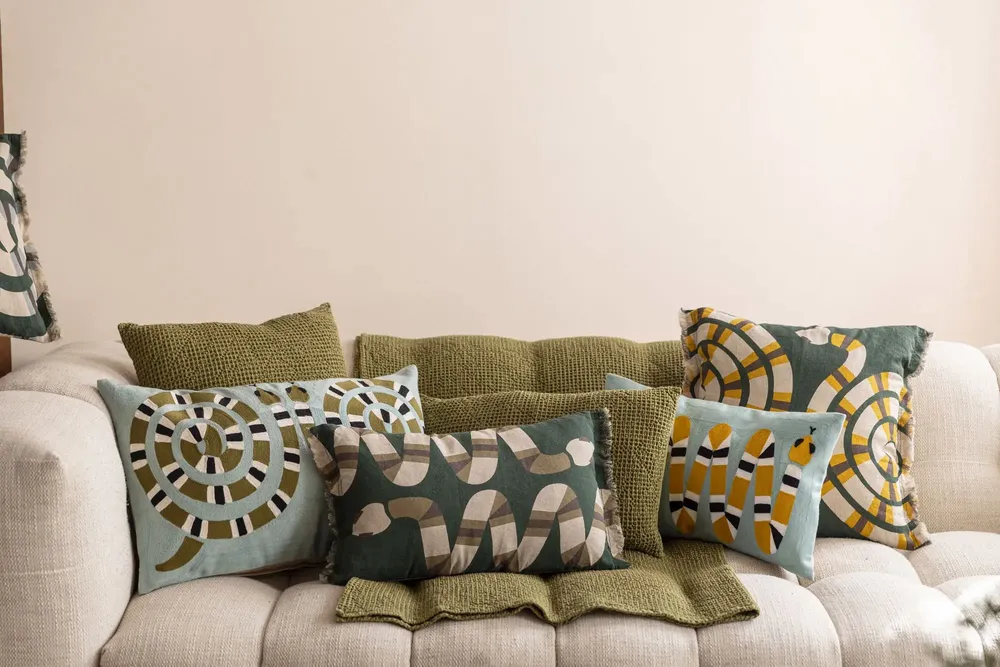 Cushions - Embroidered Cushion Yoka Ciel 40 X 65 - MAISON VIVARAISE - SDE VIVARAISE WINKLER