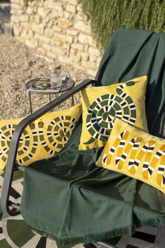 Cushions - Embroidered Cushion Yoka Mangue 45 X 45 - MAISON VIVARAISE - SDE VIVARAISE WINKLER