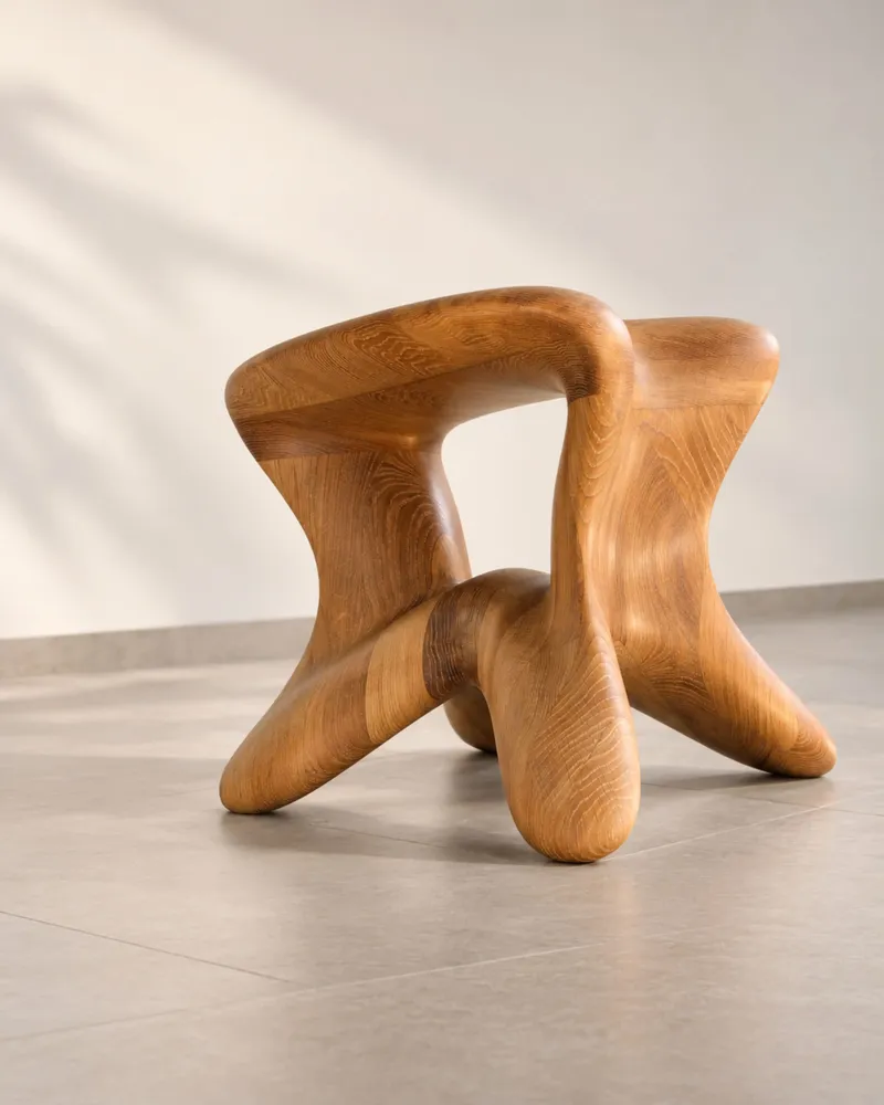 Stools - Aura | Sculpted Exclusive Stool | European Oak Wood - NEXART