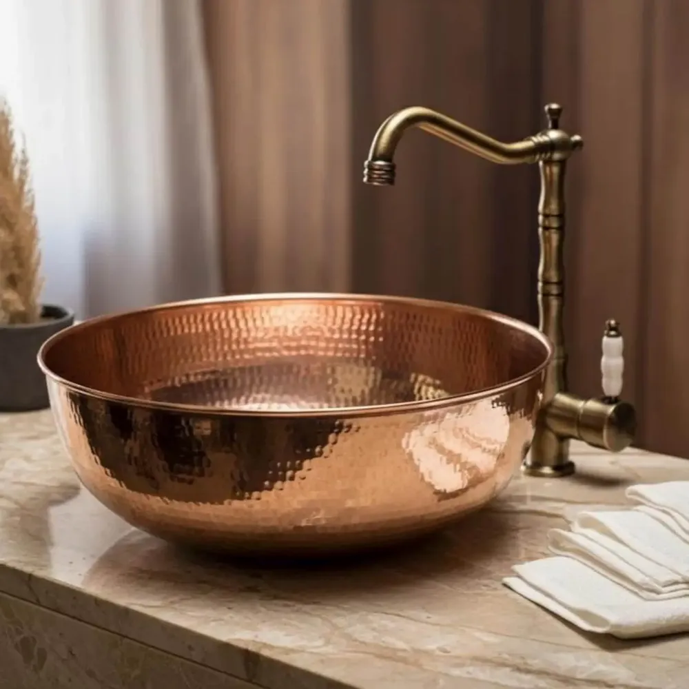 Lavabos - Vasque à Poser Artisanale en Cuivre Martelé – Plusieurs Dimensions - BELS & PEARL