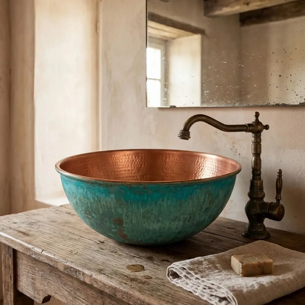 Lavabos - Vasque à Poser Artisanale en Cuivre Martelé – Plusieurs Dimensions - BELS & PEARL