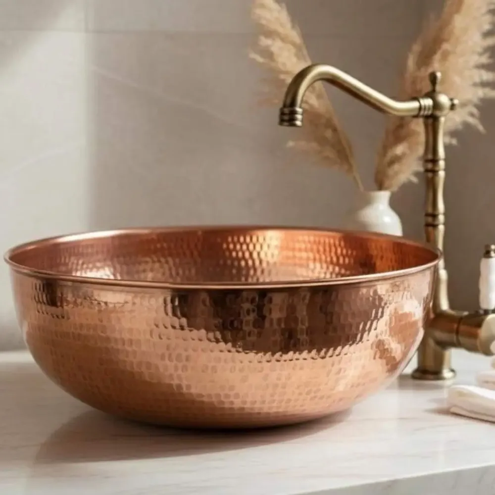Lavabos - Vasque à Poser Artisanale en Cuivre Martelé – Plusieurs Dimensions - BELS & PEARL