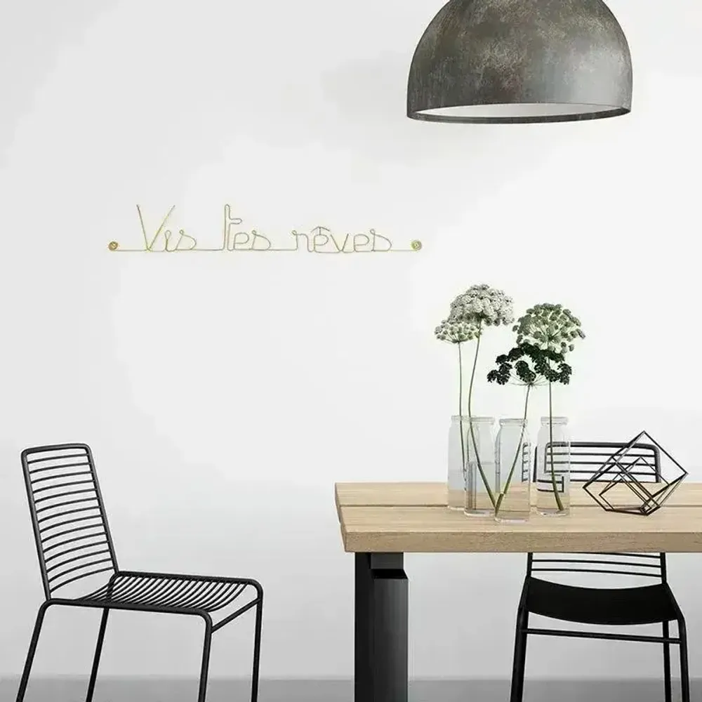 Other wall decoration - Gold Brass Wire Wall Decoration " Live your dreams ” - to pin - BIJOUX DE MUR