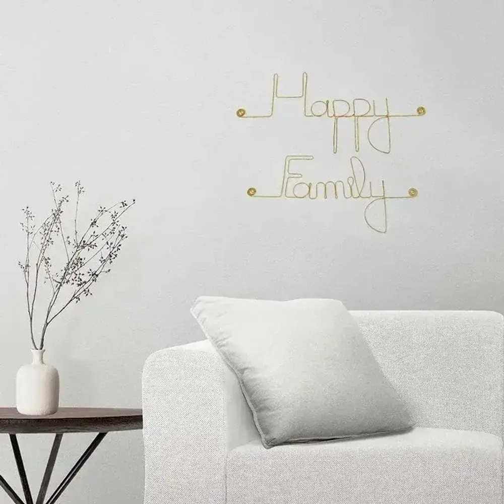 Autres décorations murales - Décoration Murale en Fil de Laiton Doré pour le mur "Happy Family" - BIJOUX DE MUR