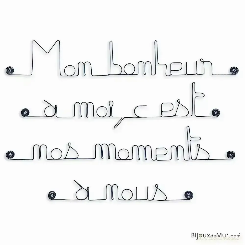 Autres décorations murales - Citation déco en fil de fer " Bonheur et Amour " - à punaiser - BIJOUX DE MUR