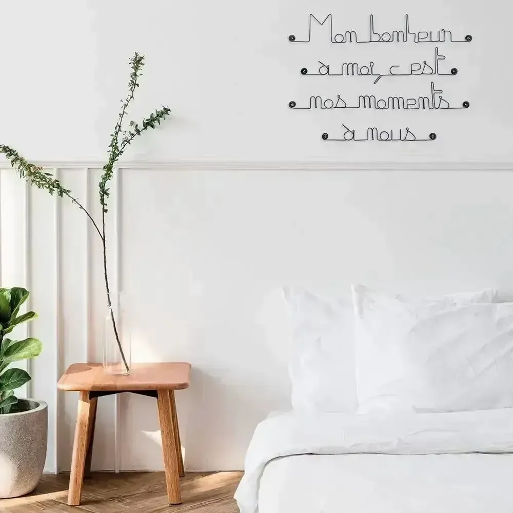 Autres décorations murales - Citation déco en fil de fer " Bonheur et Amour " - à punaiser - BIJOUX DE MUR