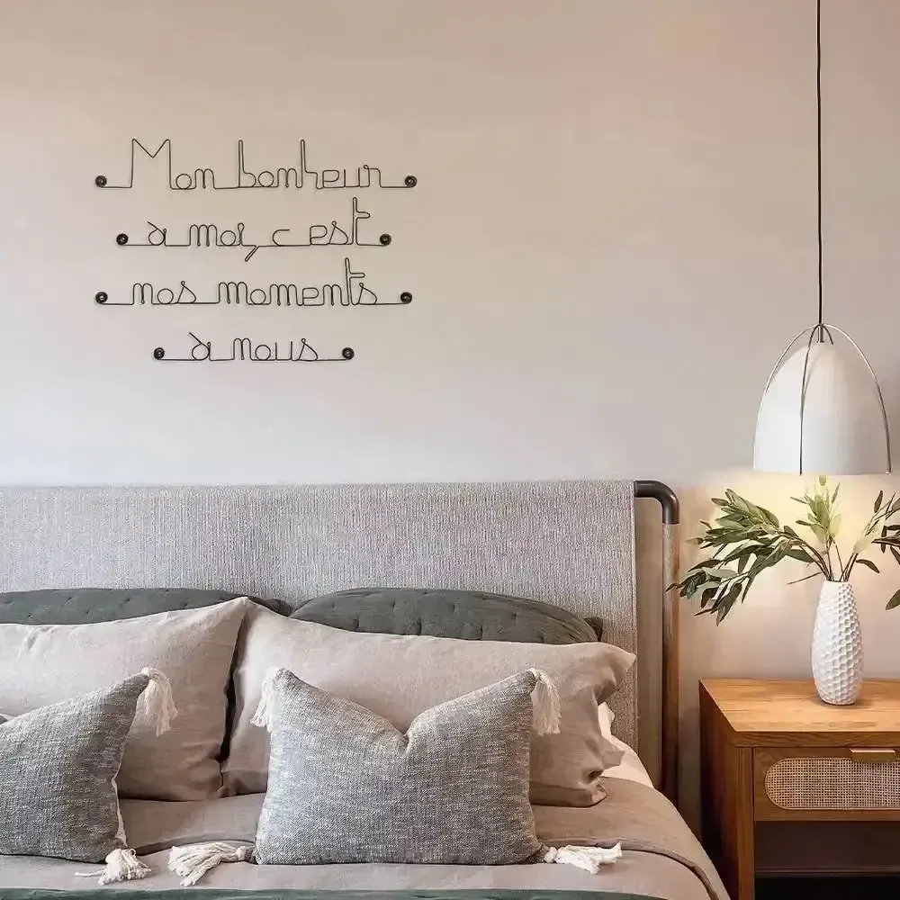 Autres décorations murales - Citation déco en fil de fer " Bonheur et Amour " - à punaiser - BIJOUX DE MUR