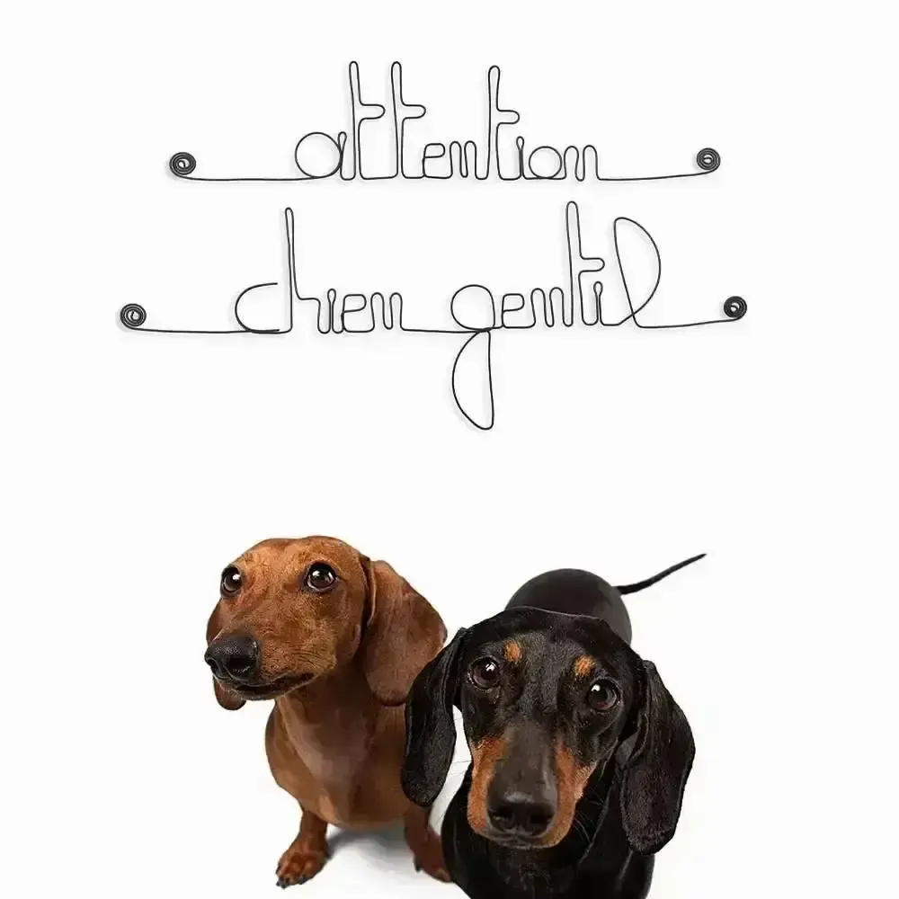Other wall decoration - Attention, friendly dog door decoration - BIJOUX DE MUR