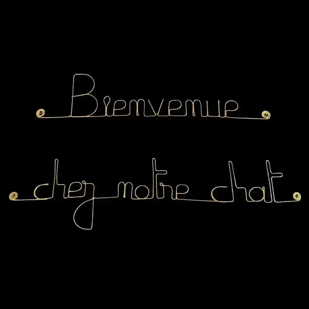Other wall decoration - Gold-plated brass wall decoration: "Welcome to our cat's home" - BIJOUX DE MUR