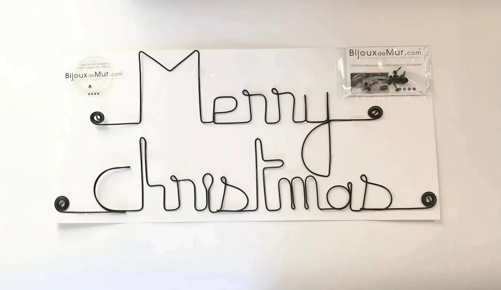 Autres décorations de Noël - Déco Noel en fil de fer : " Merry christmas " - BIJOUX DE MUR