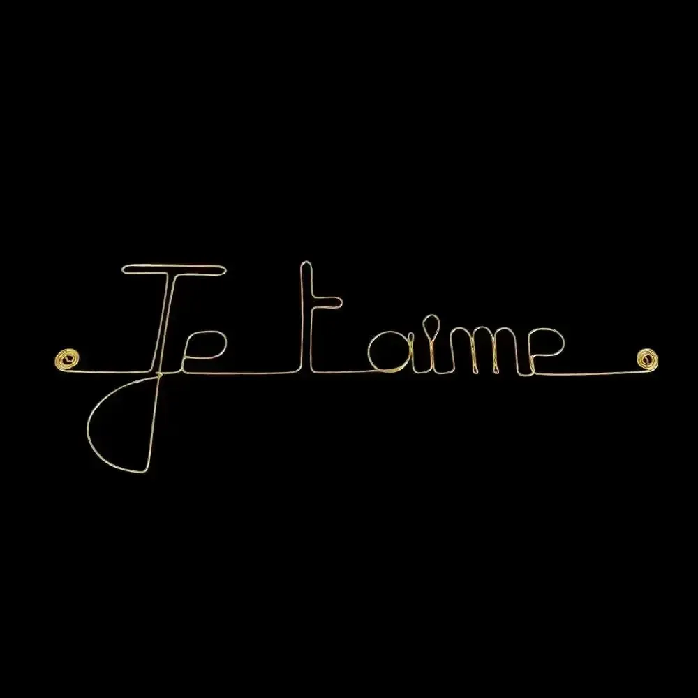 Autres décorations murales - Décoration murale en fil de Laiton Doré " Je t'aime " - BIJOUX DE MUR