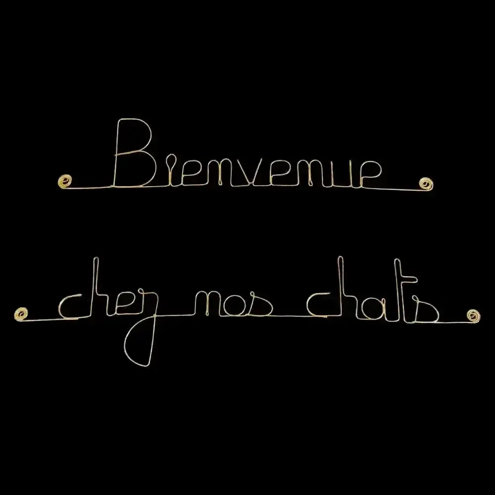 Autres décorations murales - Décoration Murale en laiton doré " Bienvenue chez nos chats" - BIJOUX DE MUR