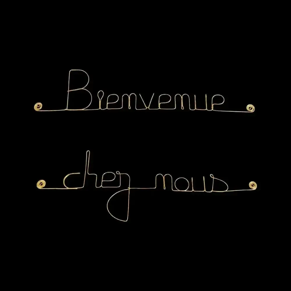 Autres décorations murales - Décoration Murale Fil de laiton doré "Bienvenue chez nous" - BIJOUX DE MUR