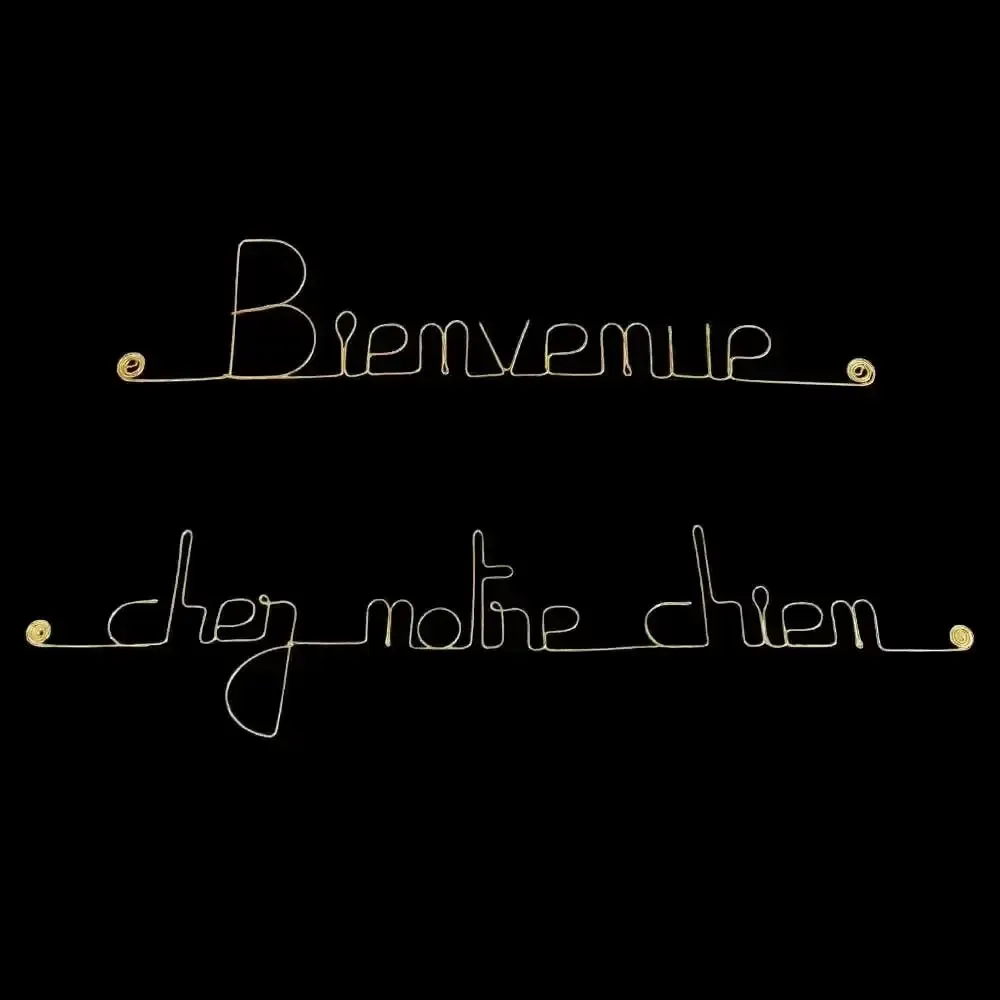 Autres décorations murales - Décoration Murale laiton doré "Bienvenue chez notre chien" - BIJOUX DE MUR