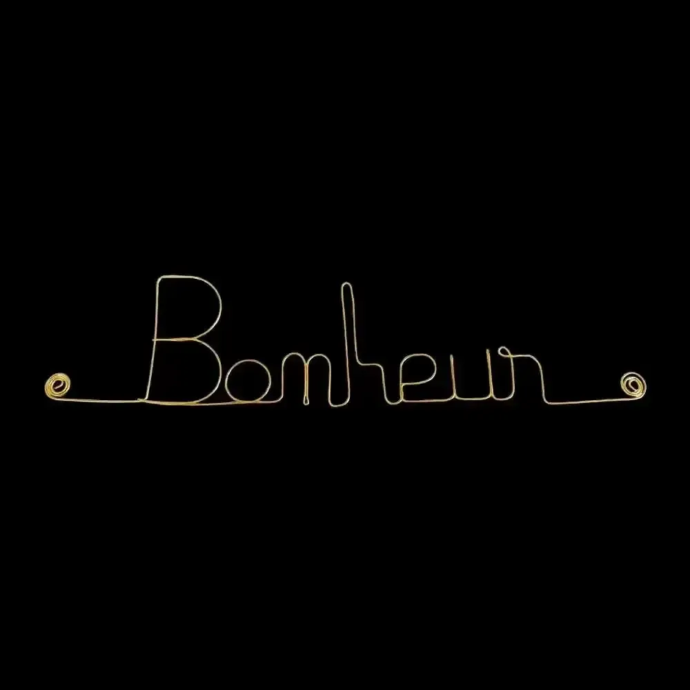 Objets déco enfant - Mot en Fil de Laiton Doré - Bonheur - Décoration Murale - BIJOUX DE MUR