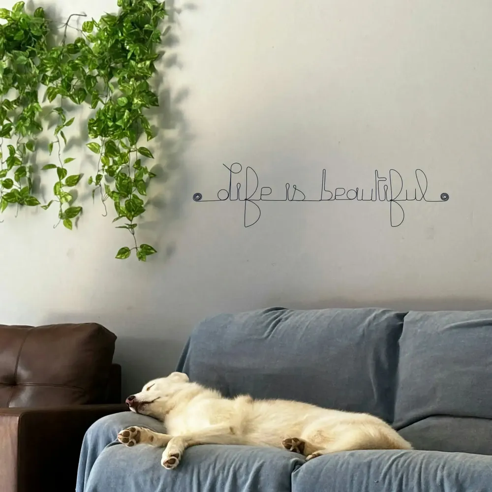 Decorative objects - Wire wall decoration\” Life is beautiful\” - BIJOUX DE MUR