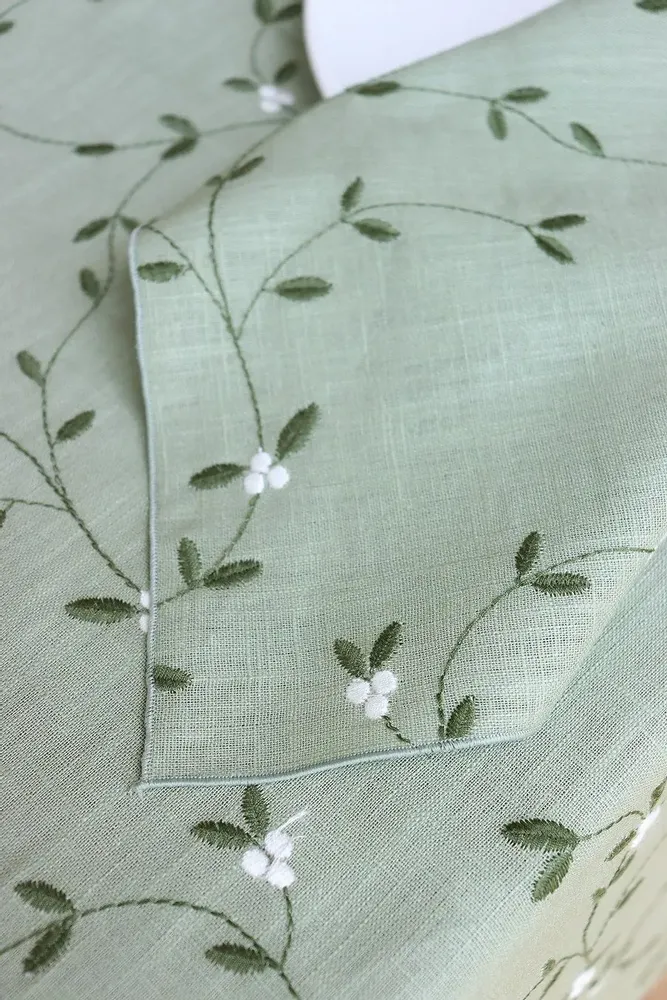 Table linen - Embroidered Linen Napkin | VISCHIO Green - GIARDINO SEGRETO