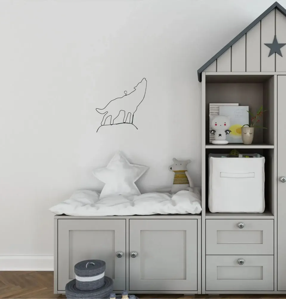 Other wall decoration - Wire Wall Decoration\" Wolf Silhouette\ "” - to pin - BIJOUX DE MUR