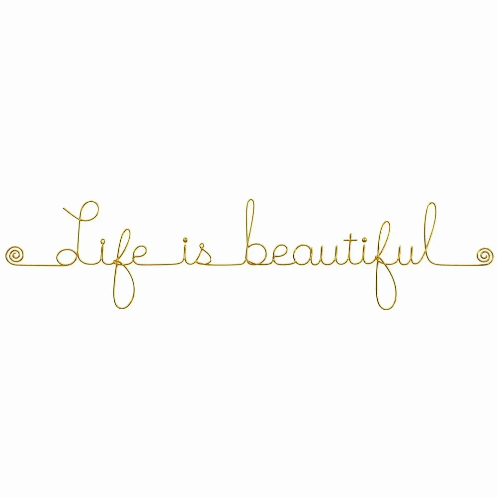 Autres décorations murales - Décoration Murale Phrase en fil de laiton doré " Life is beautiful " - BIJOUX DE MUR