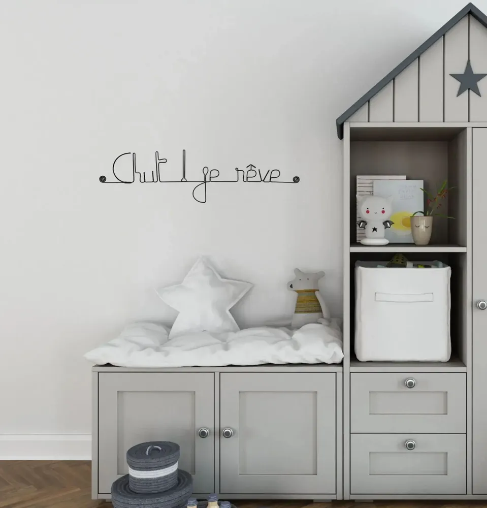 Other wall decoration - Wire Wall Decor\” Shh! I dream\” - Baby/Child - BIJOUX DE MUR