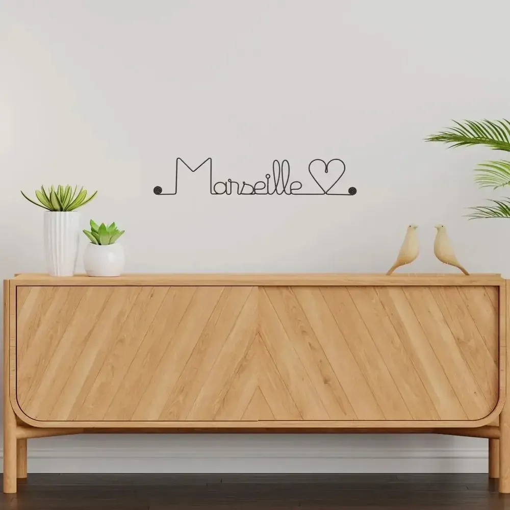 Other wall decoration - Wire Wall Decoration - City -\" Marseille - to be pinned - BIJOUX DE MUR