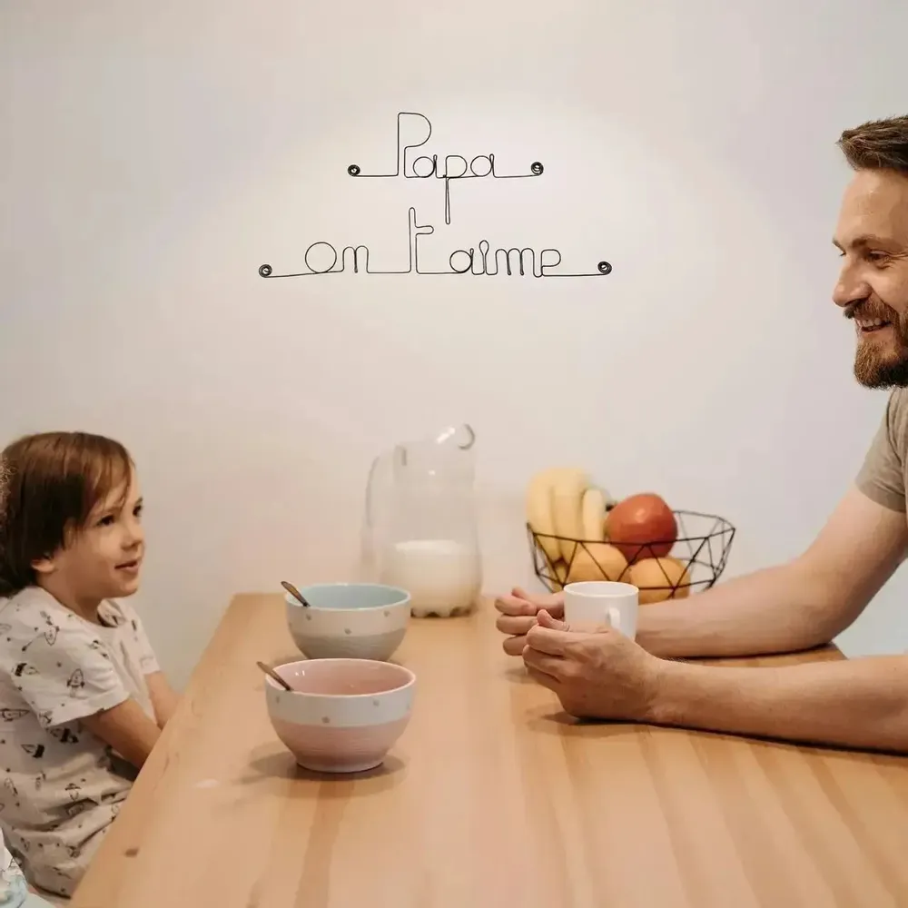 Autres décorations murales - Fête des Pères " Papa on t'aime " - en Fil de Fer - BIJOUX DE MUR
