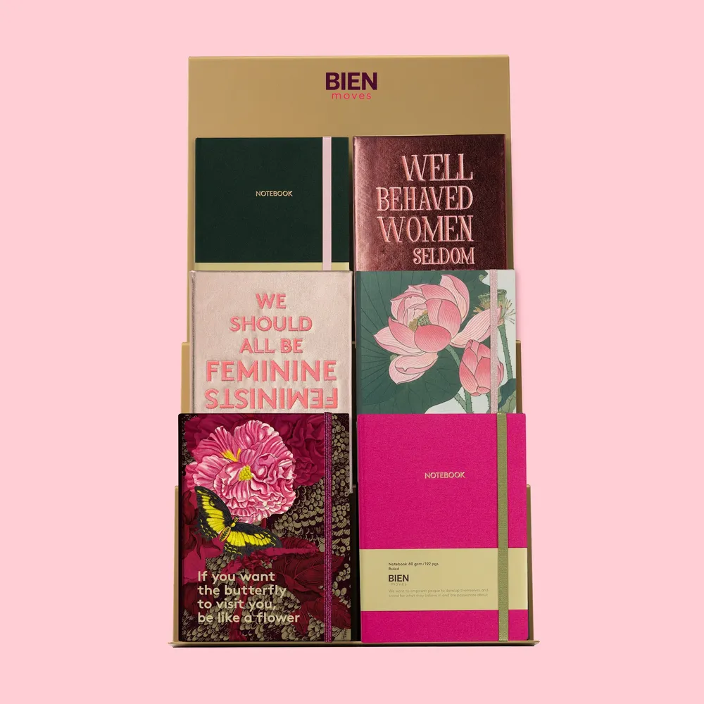 Papeterie bureau - Carnet en satin/coton avec fleurs de lotus épanouies - BIEN MOVES