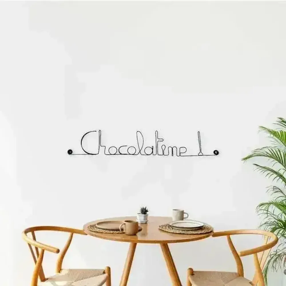 Autres décorations murales - Décoration murale en fil de fer » Chocolatine ! \ » - to punaiser - BIJOUX DE MUR