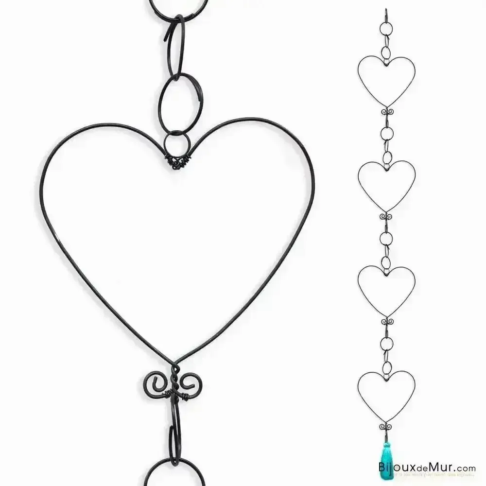Objets de décoration - Guirlande en fil de fer - Coeur - Bleu - à suspendre - BIJOUX DE MUR