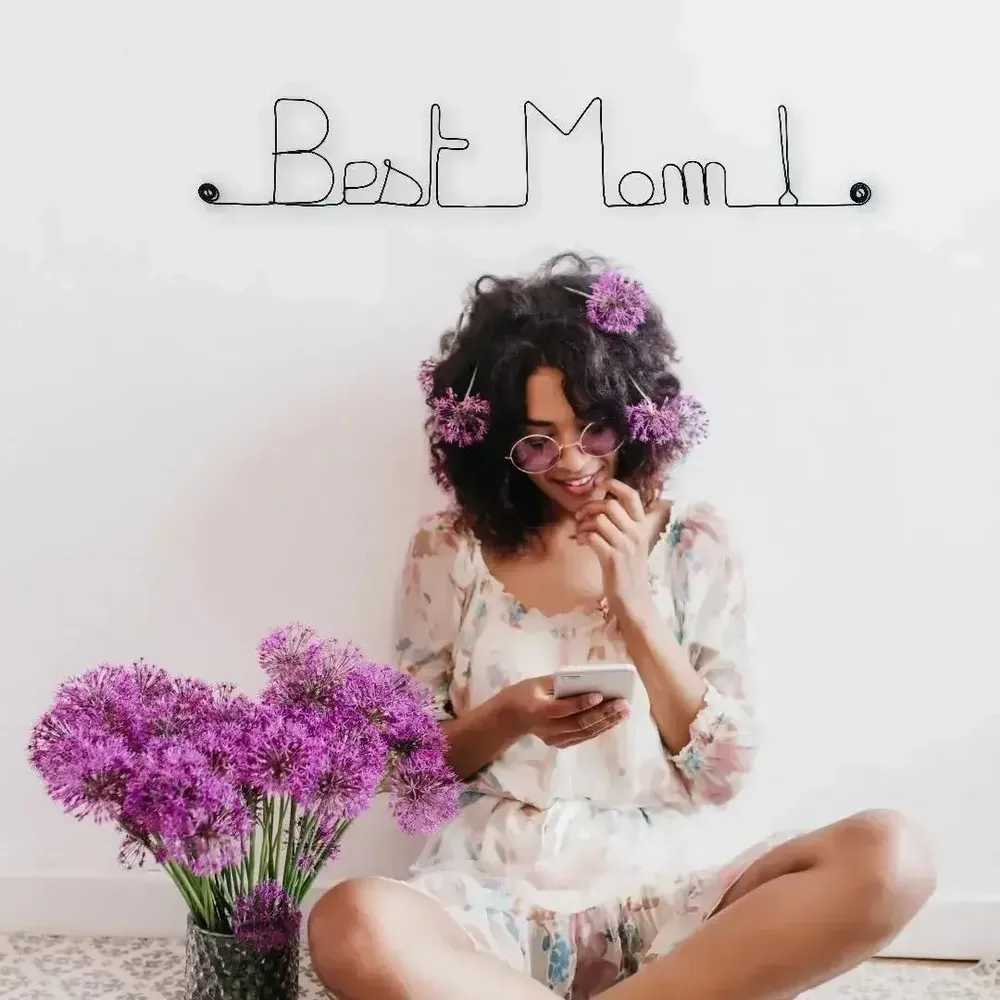 Cadeaux - Décoration Murale en Fil de Fer " Best Mom ! " - cadeau Fête des Mères - BIJOUX DE MUR