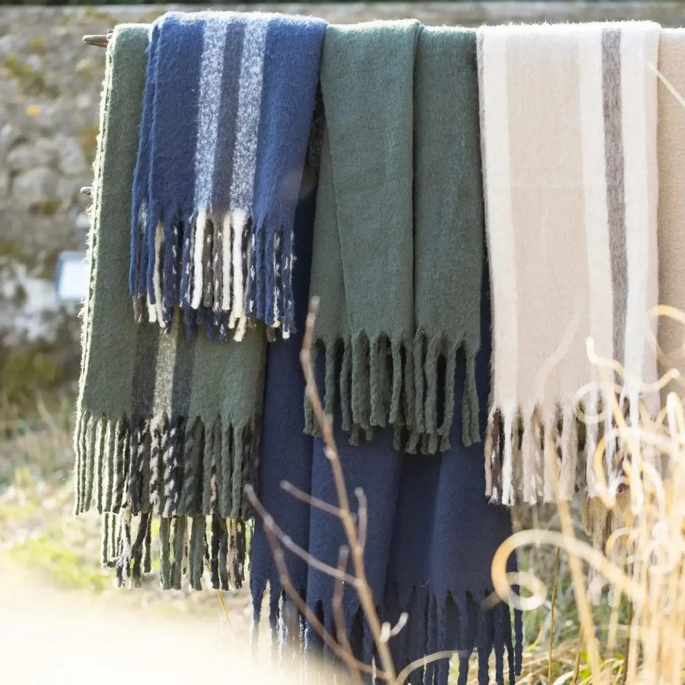 Throw blankets - Isabel Plain Recycled Throw Nuage 130 X 160 - MAISON VIVARAISE - SDE VIVARAISE WINKLER