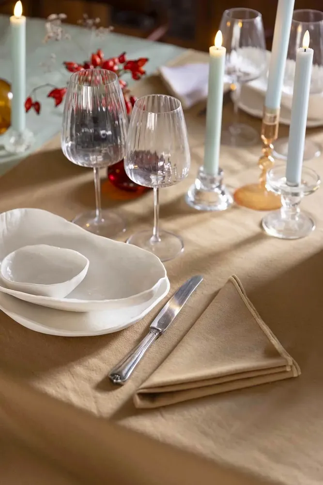 Napkins - Recycled Table Napkin Grace Cannelle 40 X 40 - MAISON VIVARAISE - SDE VIVARAISE WINKLER