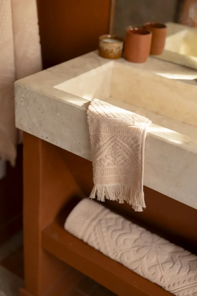 Serviettes de bain - Serviette invité Zoé Poudre 30 x 50 - MAISON VIVARAISE - SDE VIVARAISE WINKLER