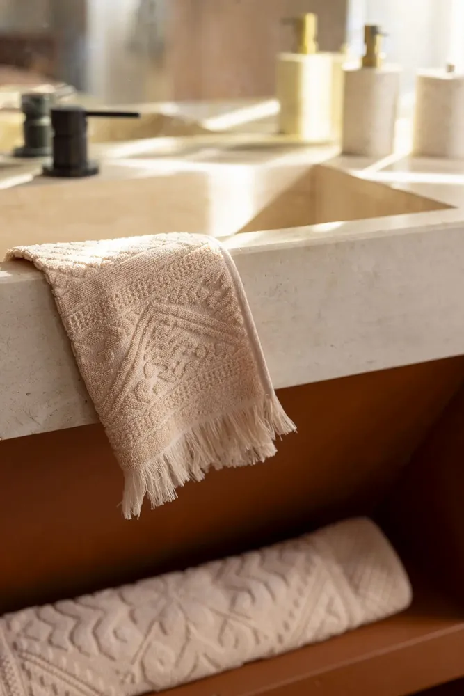 Serviettes de bain - Serviette invité Zoé Poudre 30 x 50 - MAISON VIVARAISE - SDE VIVARAISE WINKLER