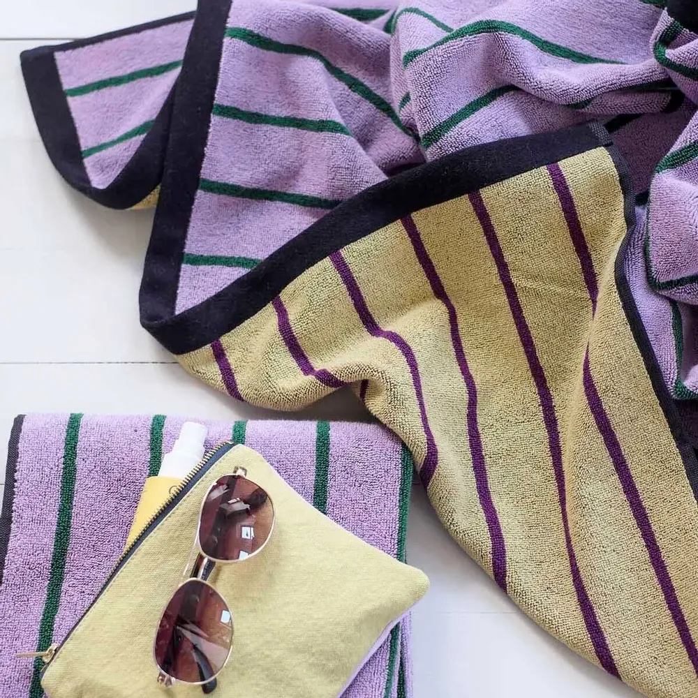 Serviettes de bain - Maxi drap de bain Charly Lilas 100 x 160 - LA CERISE SUR LE GATEAU