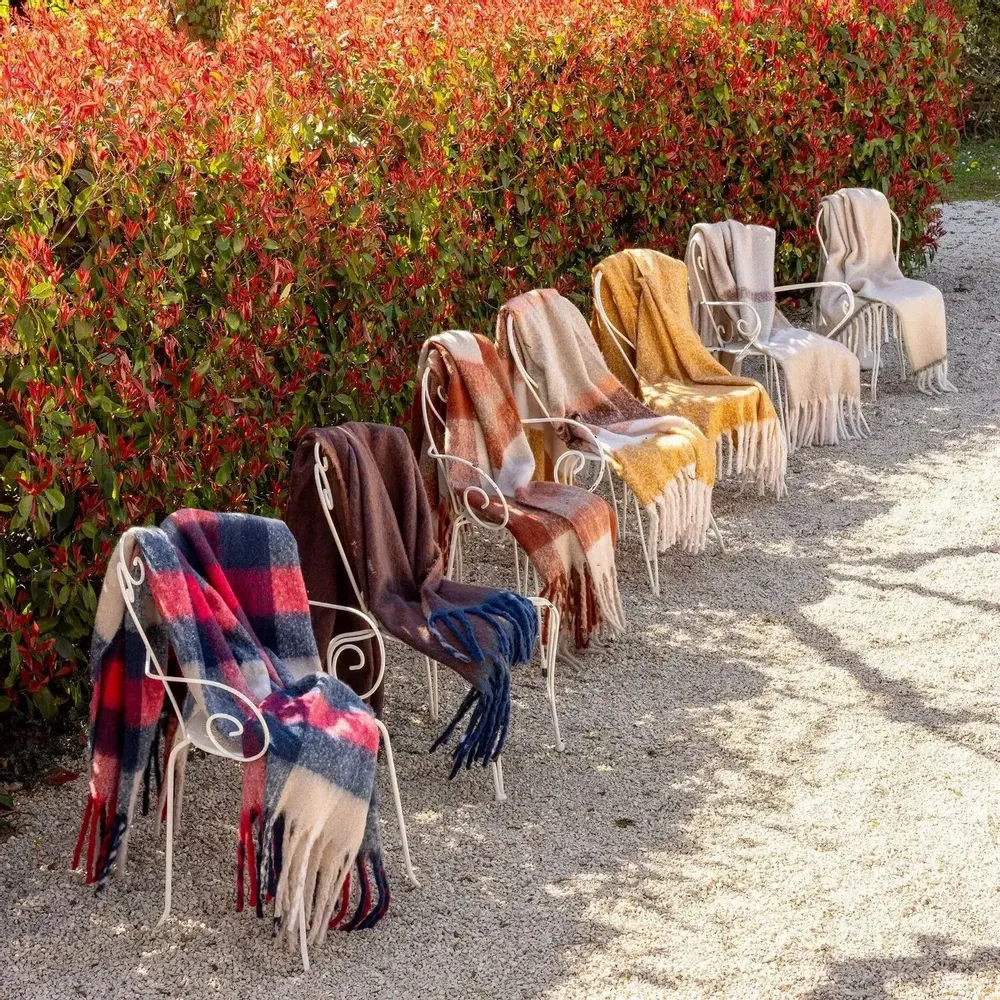 Plaids - Plaid rayé recyclé Isabel Cuivre 130 x 160 - MAISON VIVARAISE - SDE VIVARAISE WINKLER