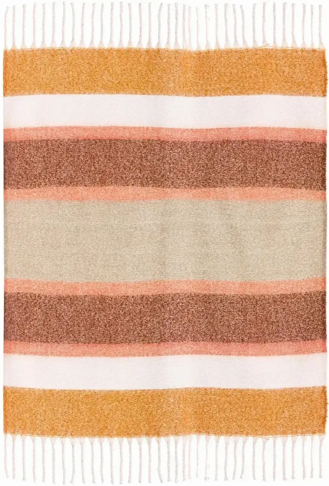 Plaids - Plaid rayé recyclé Isabel Cuivre 130 x 160 - MAISON VIVARAISE - SDE VIVARAISE WINKLER