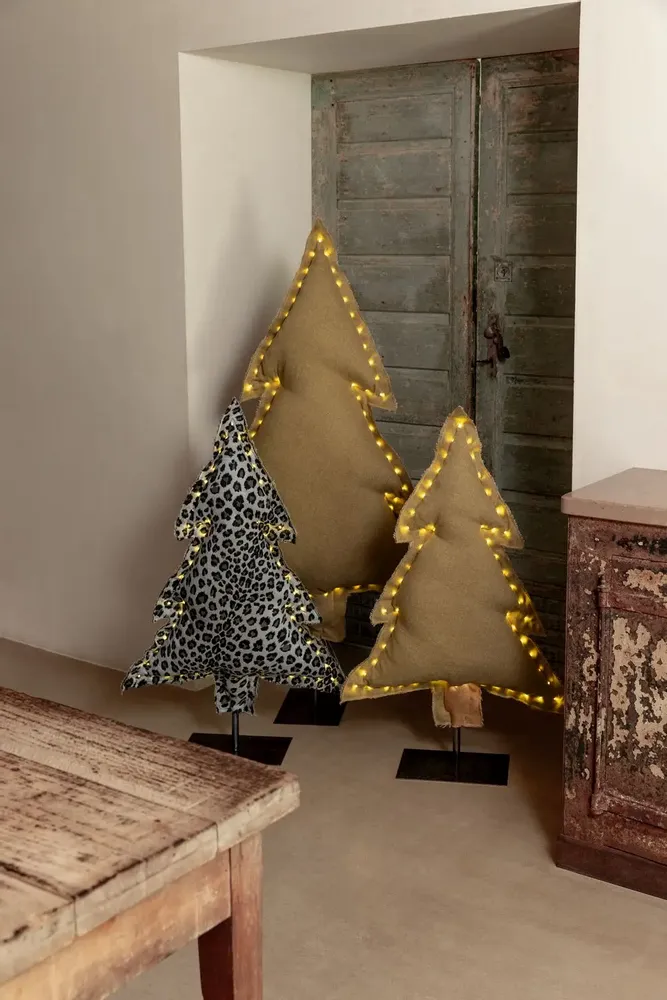 Coussins textile - Sapin lumineux LEOPARD - ROSE VELOURS