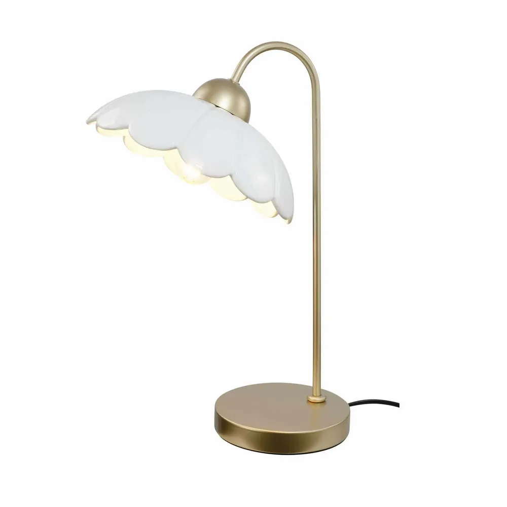 Table lamps - White ceramic and rose-gold metal table lamp, CLARIS - C-CRÉATION | BOUDET