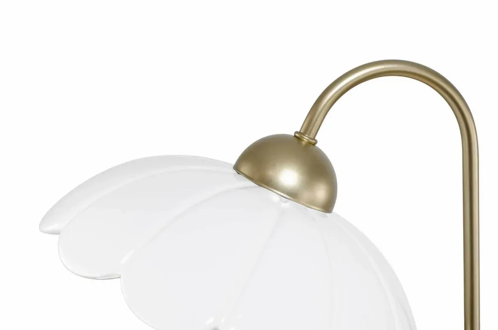 Table lamps - White ceramic and rose-gold metal table lamp, CLARIS - C-CRÉATION | BOUDET