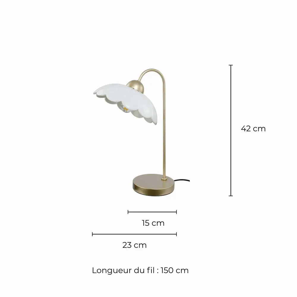 Table lamps - White ceramic and rose-gold metal table lamp, CLARIS - C-CRÉATION | BOUDET