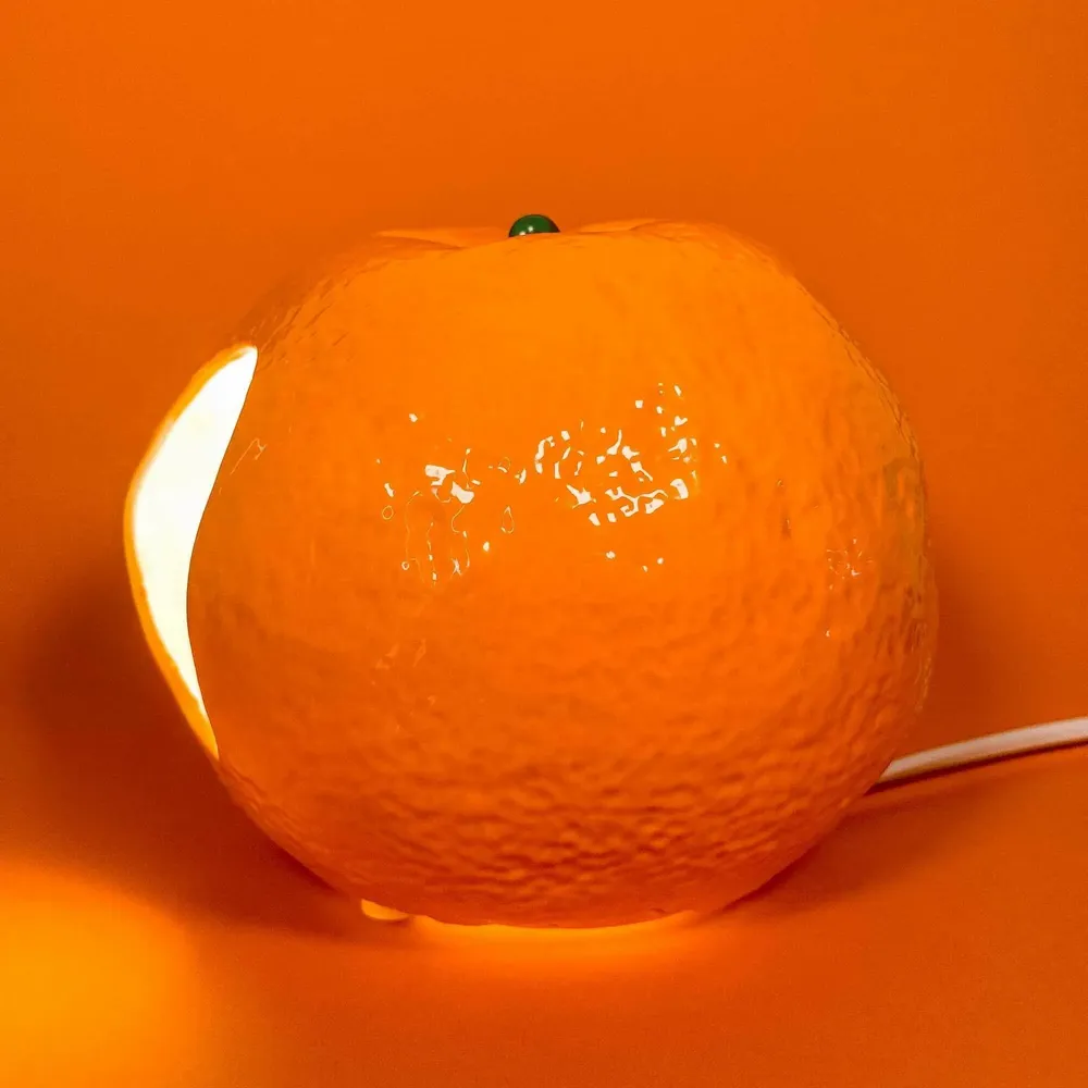 Lampes à poser - Lampe à poser en céramique orange forme fruit, NARAN - C-CRÉATION | BOUDET