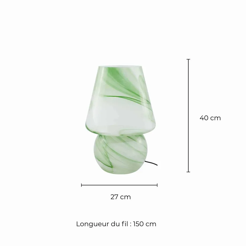 Table lamps - Green marbled-effect XXL glass table lamp, VOLPA - C-CRÉATION | BOUDET