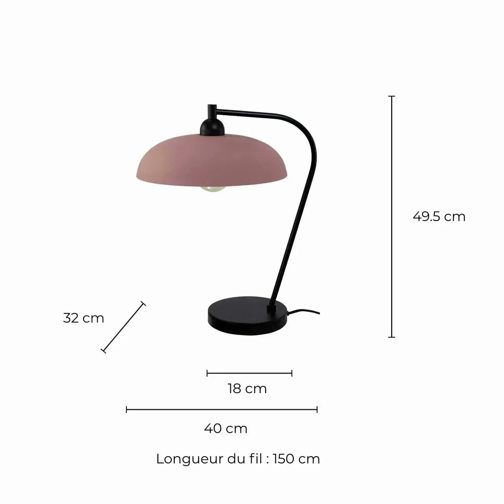Lampes à poser - Lampe à poser en métal rose et cordon textile, OLIE - C-CRÉATION | BOUDET