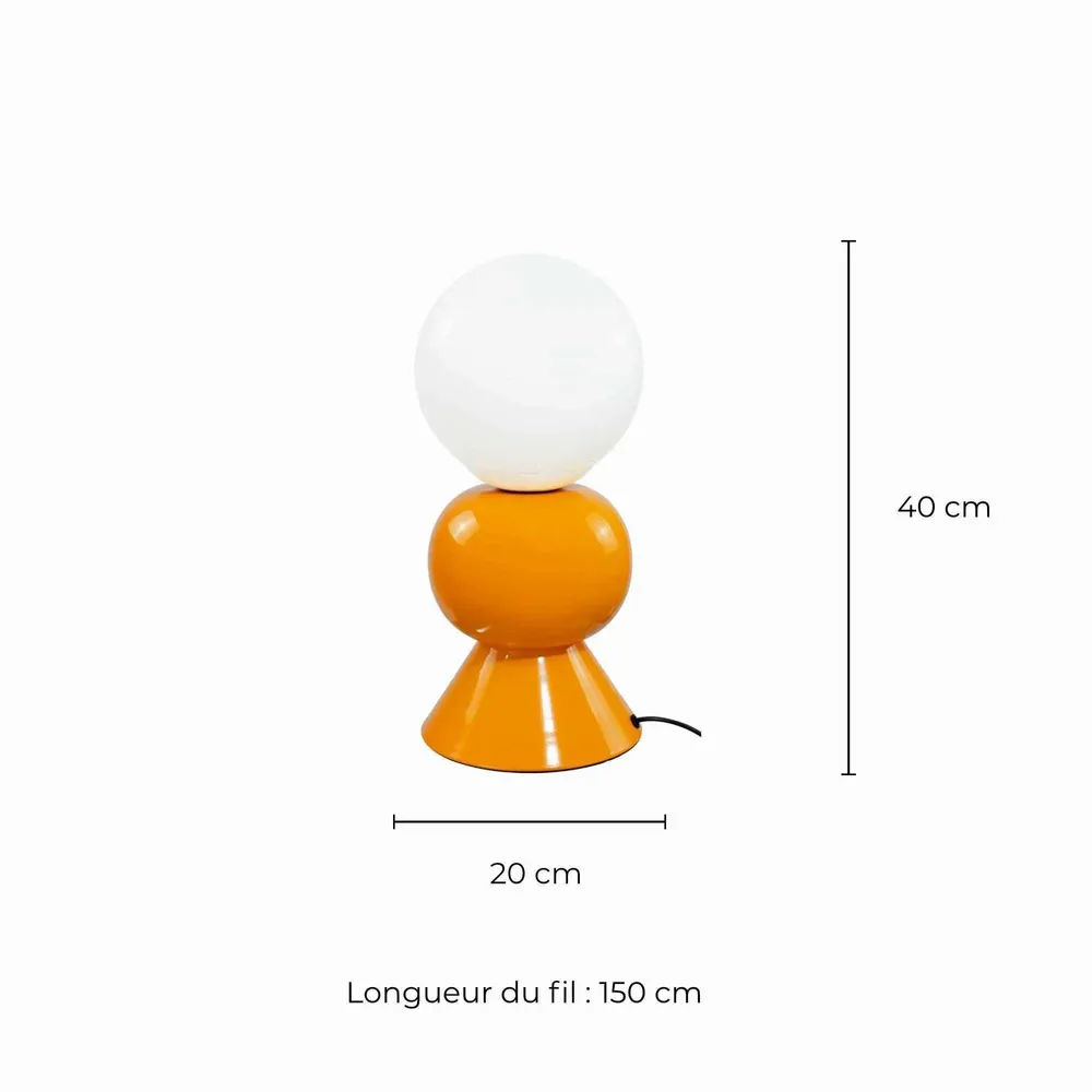 Lampes à poser - Lampe à poser en métal orange et verre opalin, PETITE DAME - C-CRÉATION | BOUDET