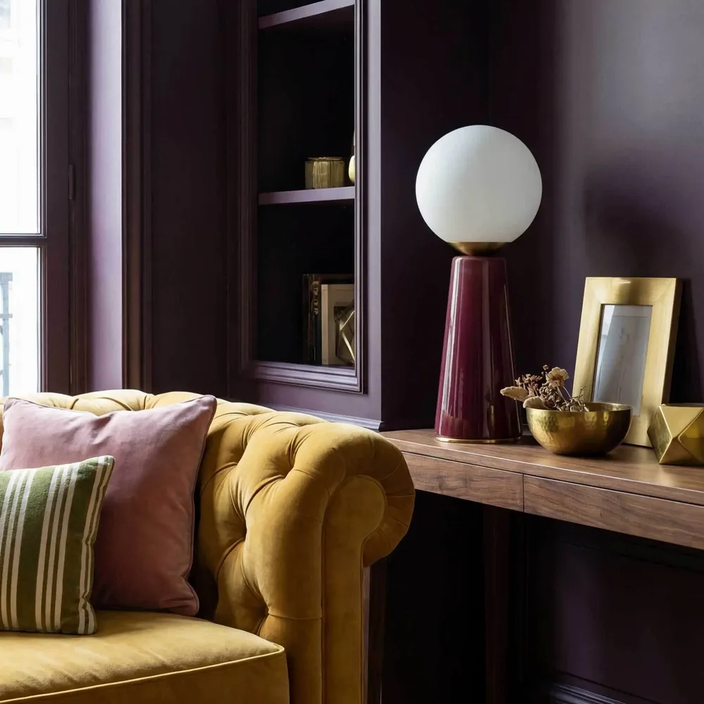 Lampes à poser - Lampe à poser en céramique bordeaux, verre et métal, COLYNE - C-CRÉATION | BOUDET