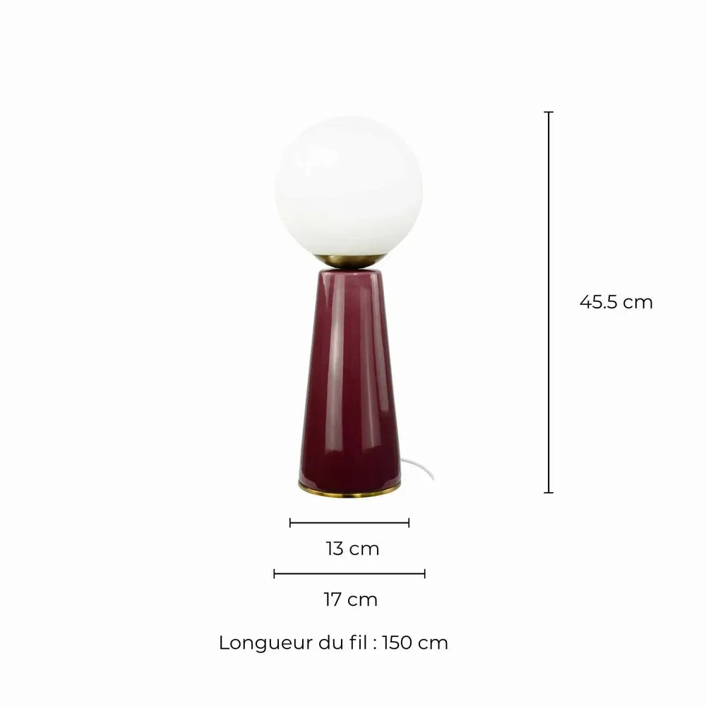 Lampes à poser - Lampe à poser en céramique bordeaux, verre et métal, COLYNE - C-CRÉATION | BOUDET