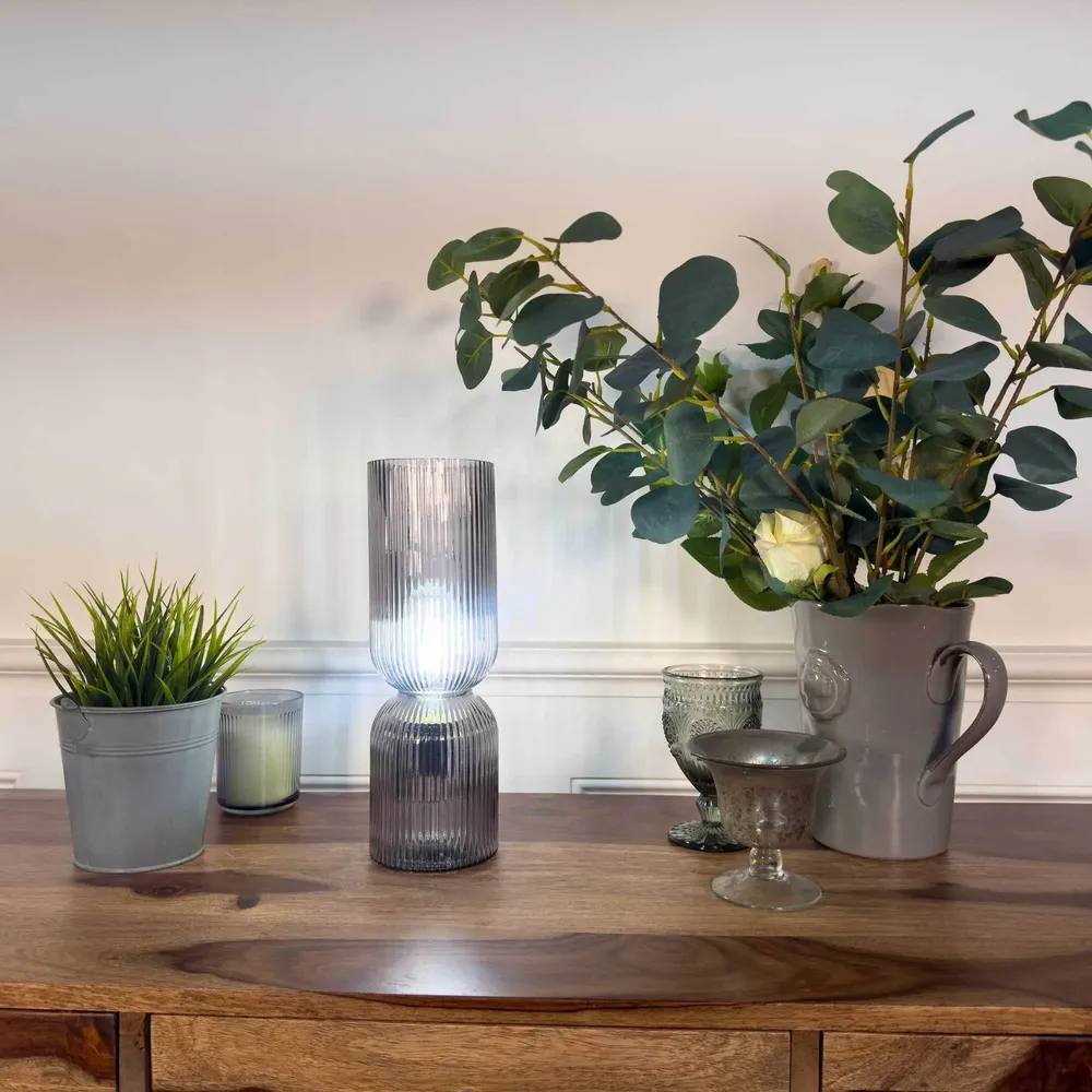 Lampes à poser - Lampe à poser en verre strié fumé, CHARMY - C-CRÉATION | BOUDET