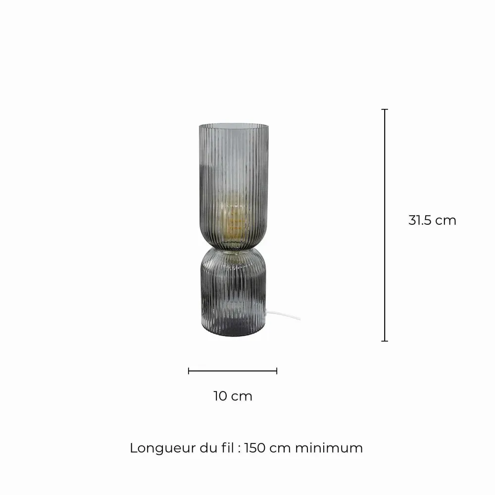 Lampes à poser - Lampe à poser en verre strié fumé, CHARMY - C-CRÉATION | BOUDET