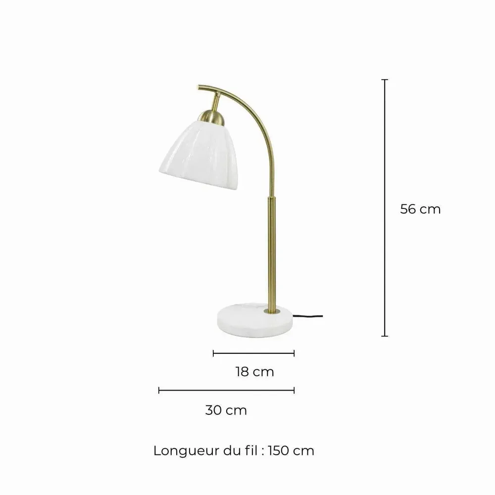 Lampes à poser - Lampe à poser en céramique blanche, métal et marbre, NALIA - C-CRÉATION | BOUDET